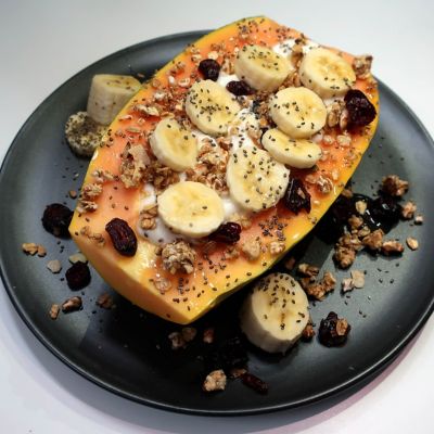 Papaya And Banana Granola Boats