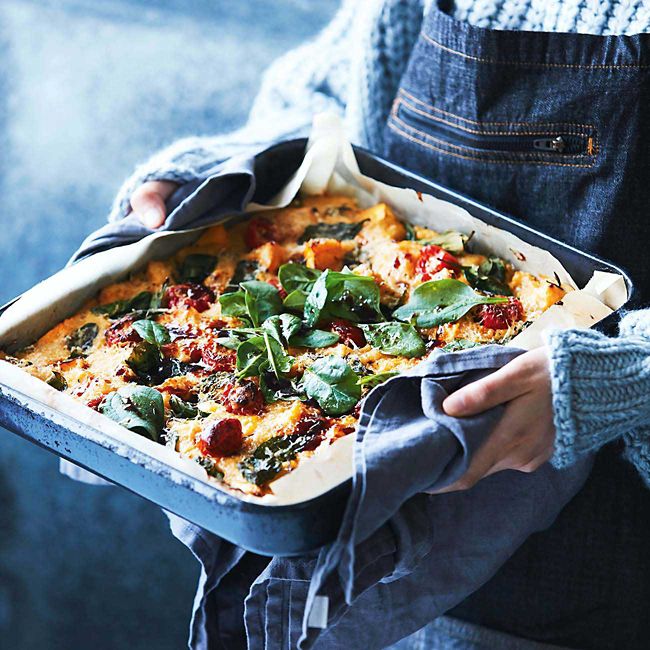 Polenta Bake With Pumpkin & Spinach