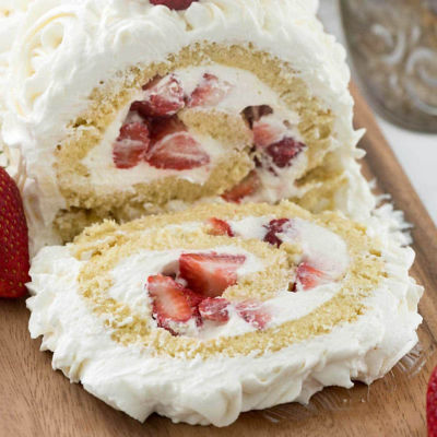 Strawberries And Cream Cake Roll - Sugar Free