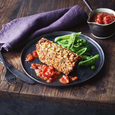 Veg Nut Loaf With Miso Tomato Sauce