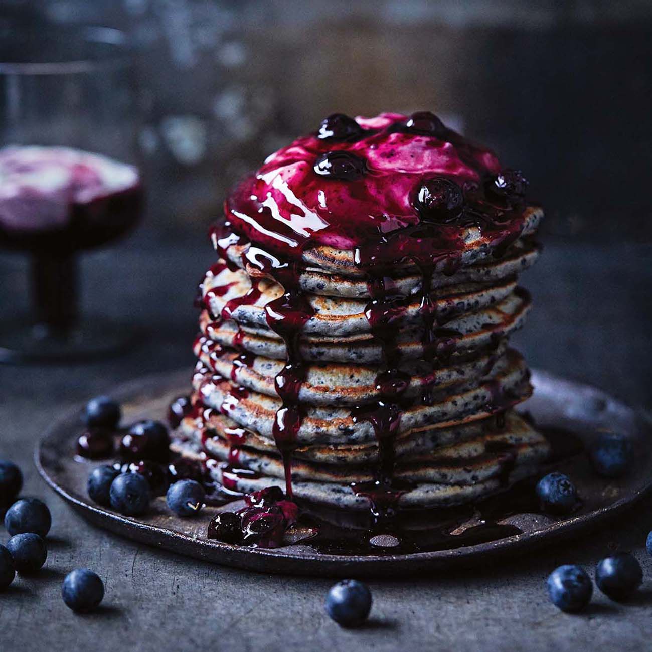 Blueberry and maple pancakes