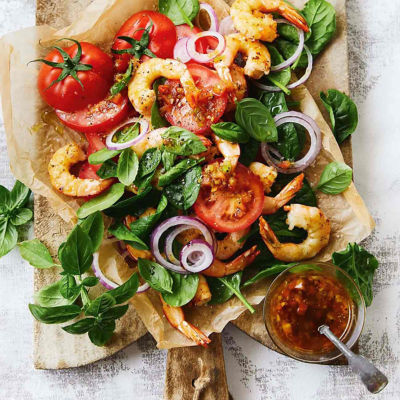 Charred Prawn Salad with Bloody Mary Dressing