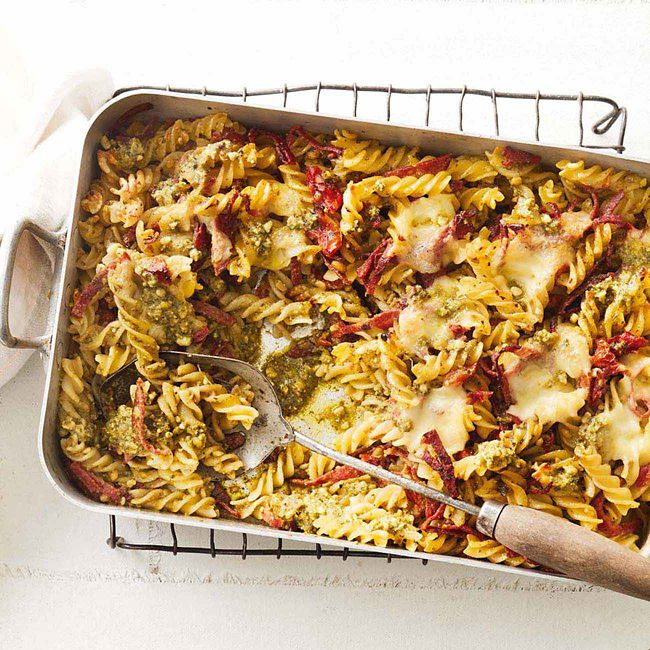 Salami, Tomato & Pesto Bocconcini Bake
