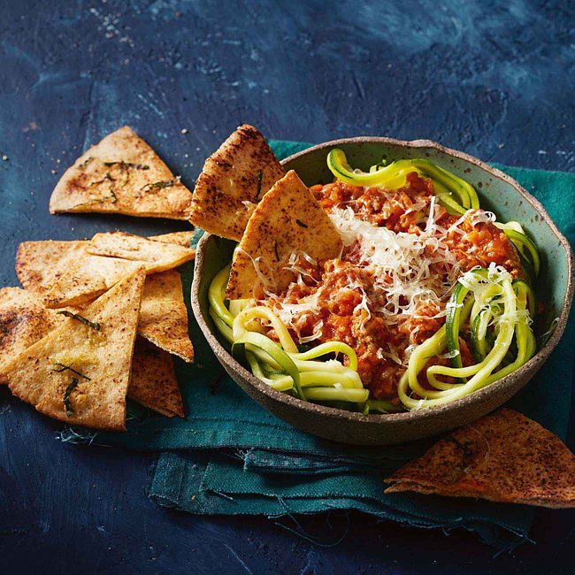 Spag Bol With Crispy Garlic Bread Dippers