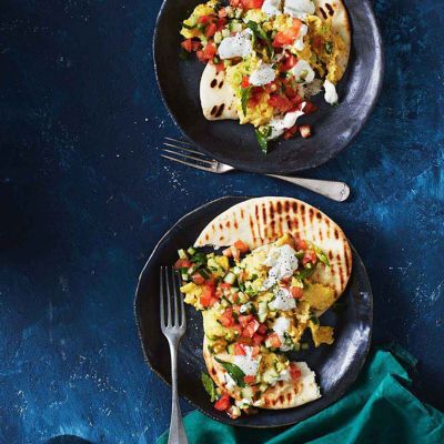 Spiced Scrambled Eggs with Naan