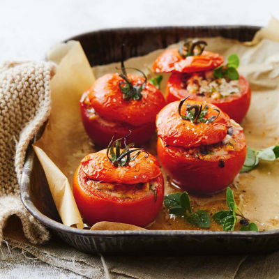 Stuffed Tomatoes With Cheese & Olives