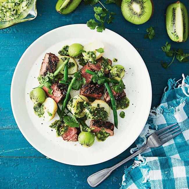 Chargrilled Beef With Kiwifruit Chimichurri