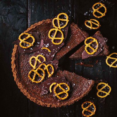 Chocolate Tart With Pretzel Bark