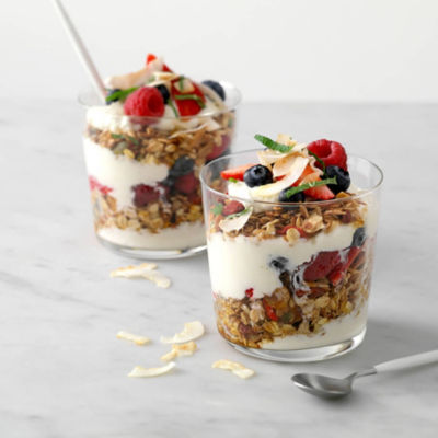 Granola, Cottage Cheese, Berry and Coconut Cup