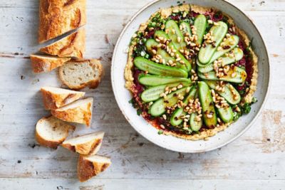 Layered Dip With Qukes Baby Cucumber