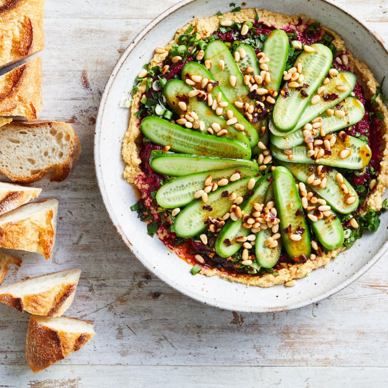 Layered Dip With Qukes Baby Cucumber