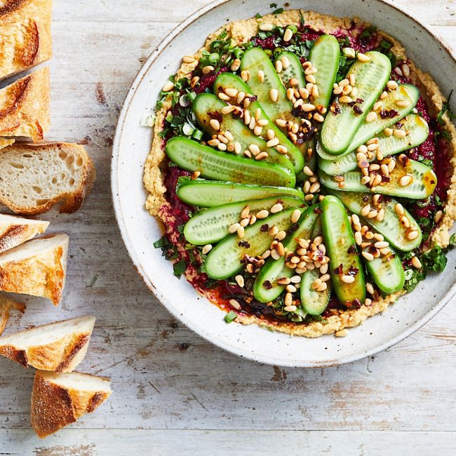 Layered Dip With Qukes Baby Cucumber