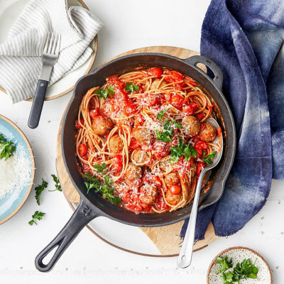 Spaghetti & Lentil-Packed Meatballs
