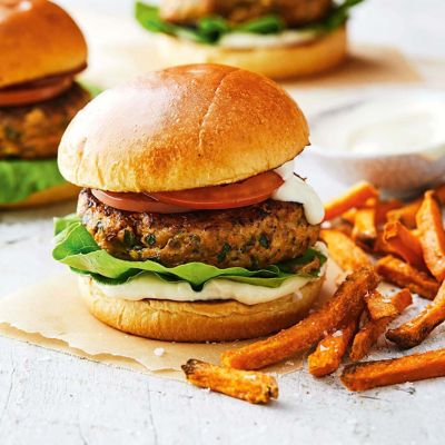 Chicken Burgers With Baked Fries