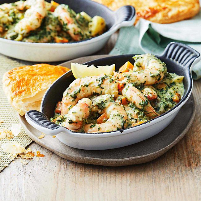 Garlic Prawns With Golden Pastries