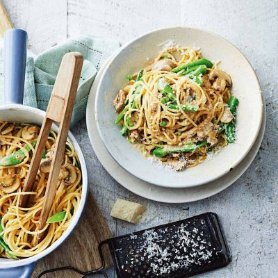 Easy spaghetti with mushrooms and ginger