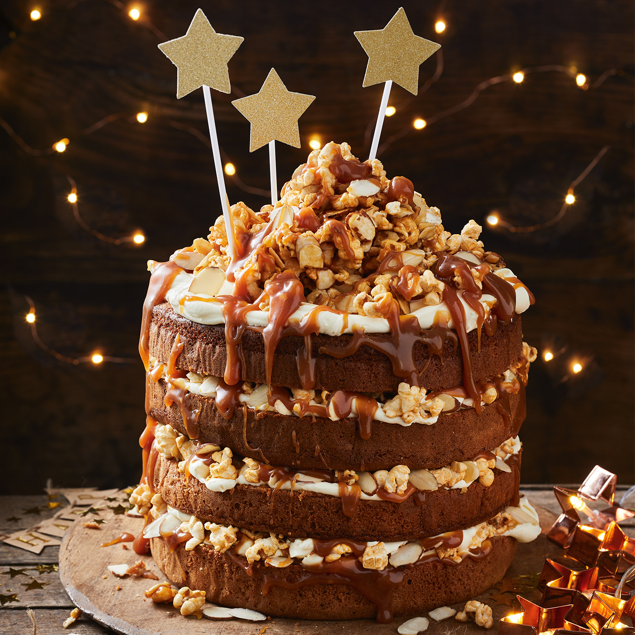 Salted Caramel Popcorn & Almond Cake