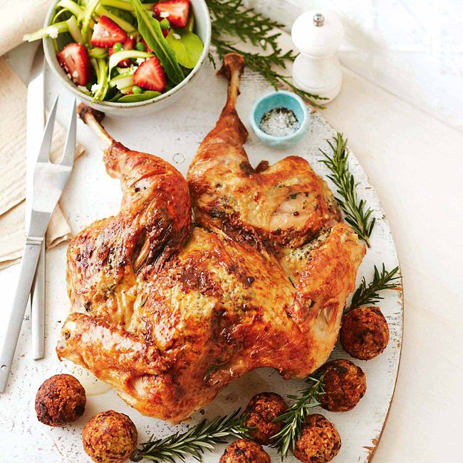 Barbecued Turkey With Stuffing Balls
