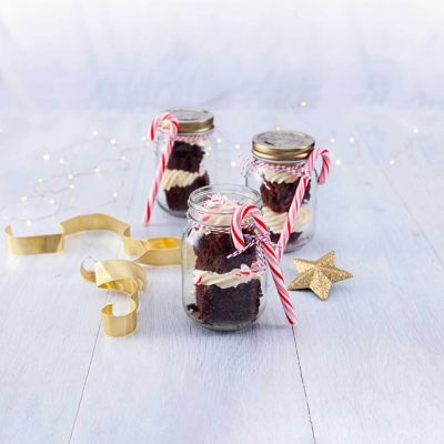 Christmas Peppermint Brownie Jars