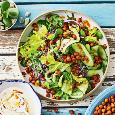 Crisp Chickpeas With Cucumber & Tahini