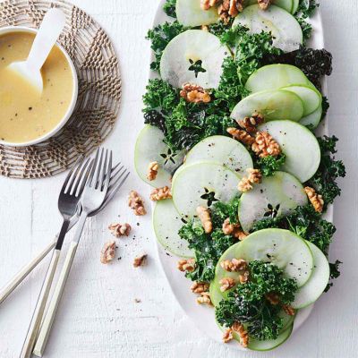 Kale & Apple Salad With Tahini & Maple Dressing