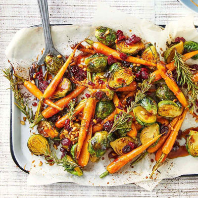 Maple-Glazed Carrots & Sprouts