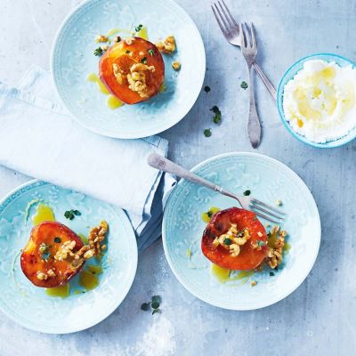 Nectarines With Whipped Cheese & Honey Walnuts