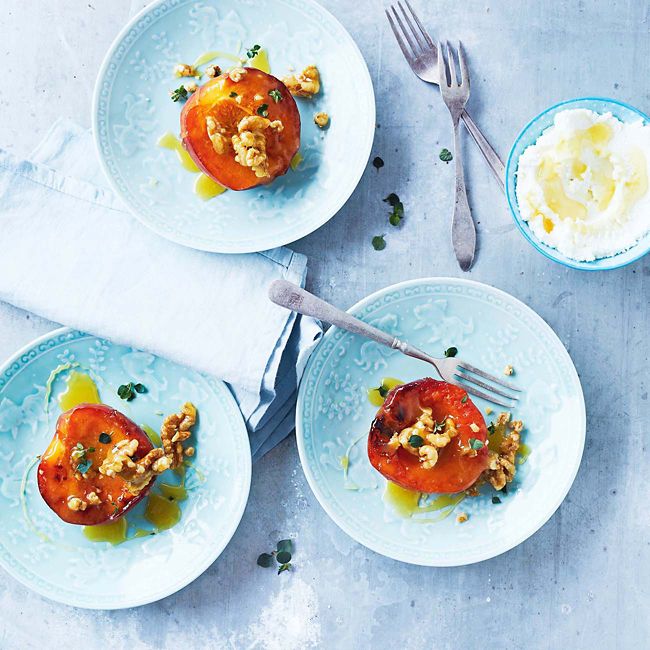 Nectarines With Whipped Cheese & Honey Walnuts