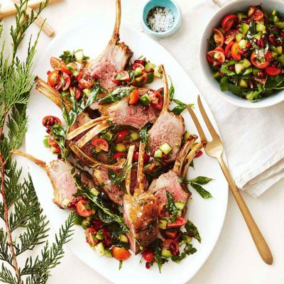 Spiced Lamb Racks With Pomegranate Kachumber