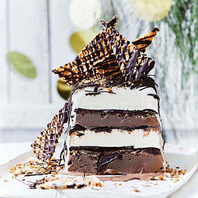 Triple Chocolate & Vanilla Bean Layered Ice-Cream Log
