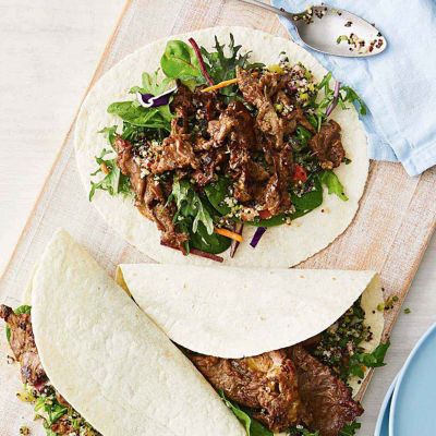 BBQ Lamb Souvlaki Wraps With Tabbouleh