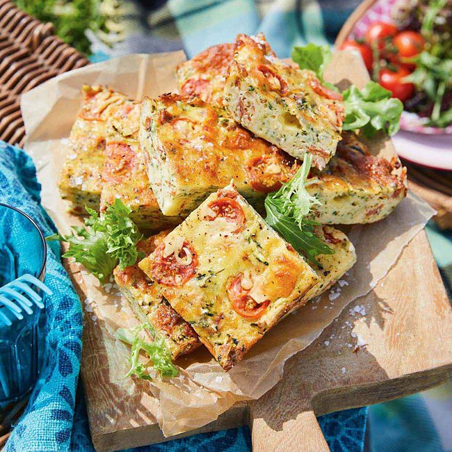 Zucchini Slice With Mozzarella & Salami