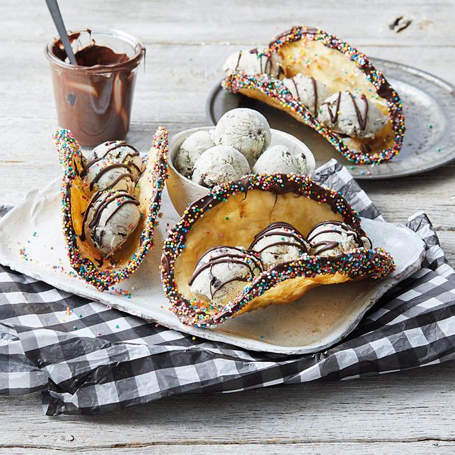 Mint Choc Cookie Ice Cream Tacos