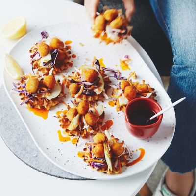 Crunchy Chicken Waffle Stacks