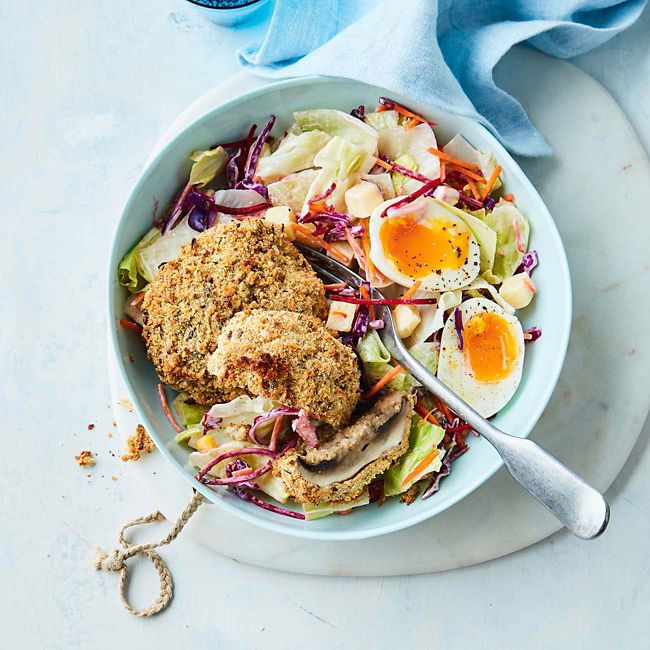 Simple Mushroom Schnitzels With Salad