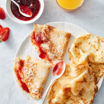 Crepes With Strawberry Jam