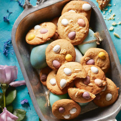 White Choc Chip Easter Egg Cookies