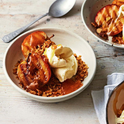 Grilled Apple & Smoked Almond Crumble Sundaes