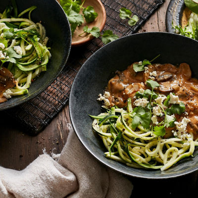 Mixed Mushroom Stroganoff with Zucchini Noodles