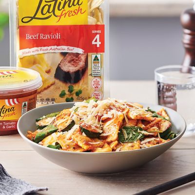 Latina Fresh Ravioli with Zucchini and Tomato & Garlic Sauce