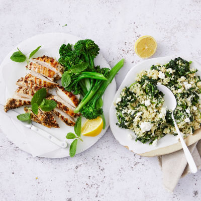 Chargrilled Lemon Chicken With Spinach Rice