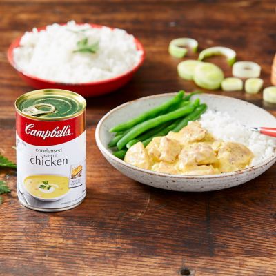 Creamy Chicken And Rice With Steamed Green Beans