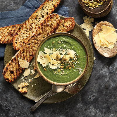Pea And Kale Soup With Parmesan