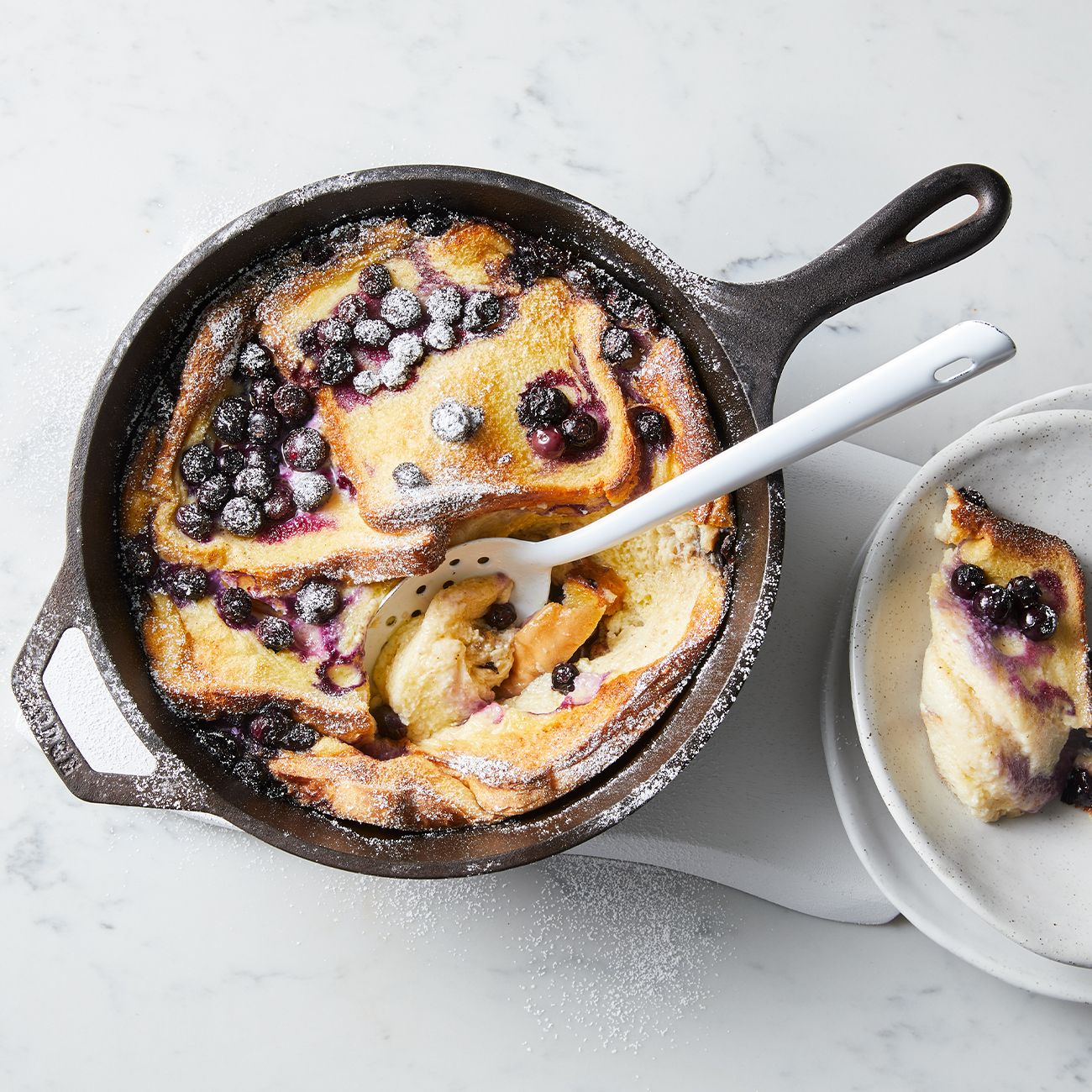 Blueberry bread and butter pudding