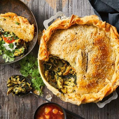 Chicken Curry Pie With Garlic Filo Crust