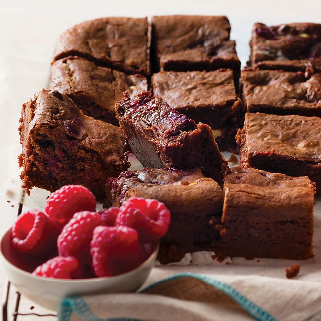 Double Choc Fudgey Raspberry Brownie