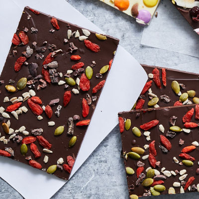 Chocolate Bark With Berry & Seeds Topping