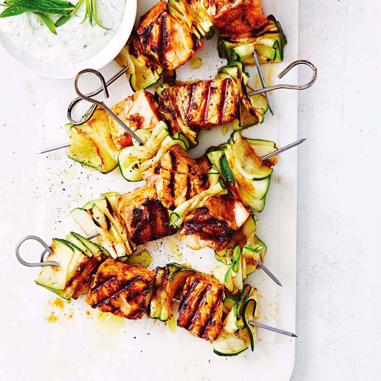 Salmon & zucchini skewers