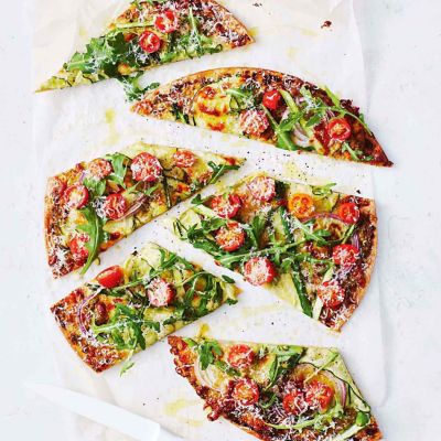 Zucchini, Asparagus & Tomato Pizzas