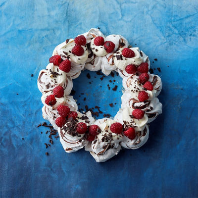 Choc-Raspberry Ripple Pavlova Wreath
